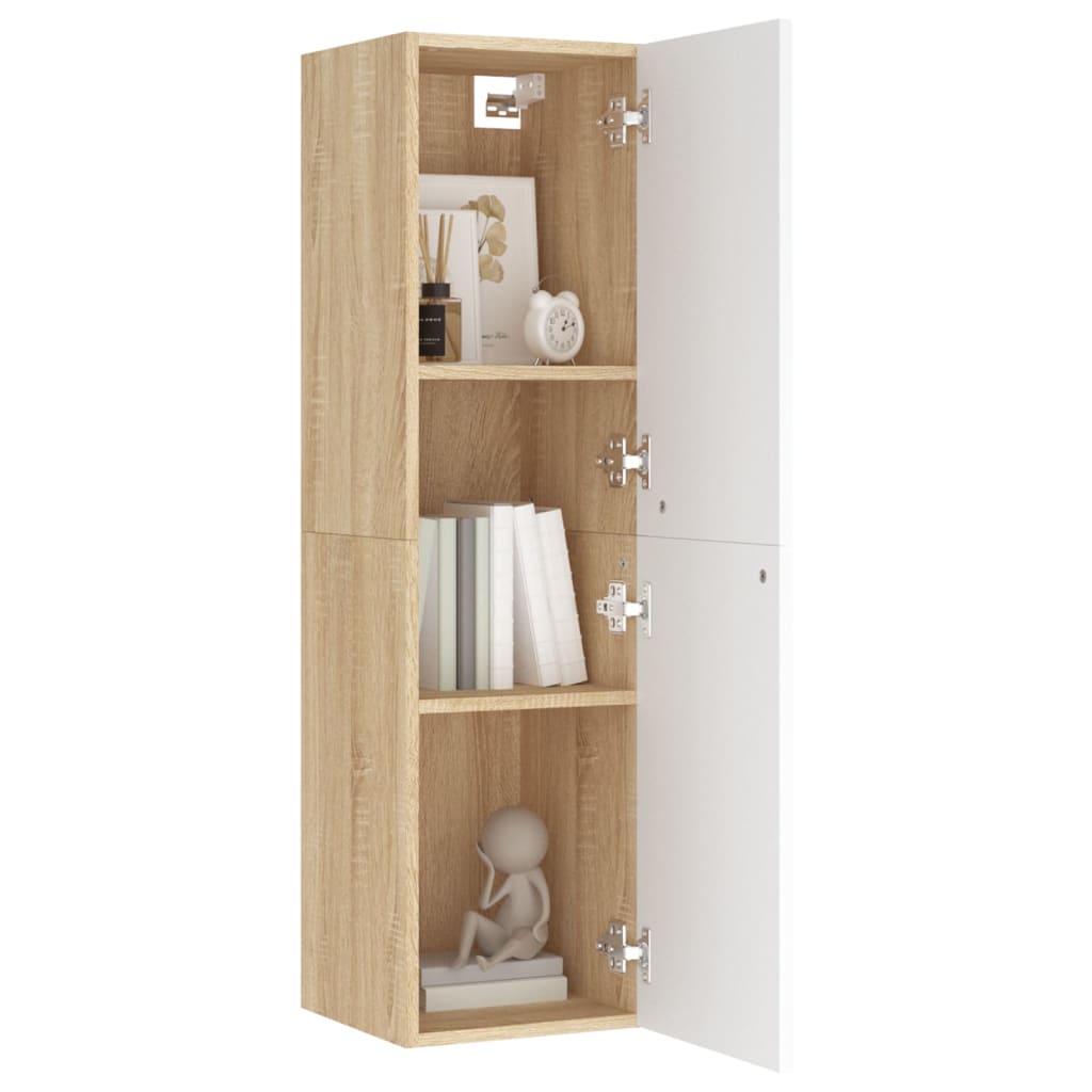 vidaXL TV Cabinet White and Sonoma Oak 12"x11.8"x43.3" Engineered Wood