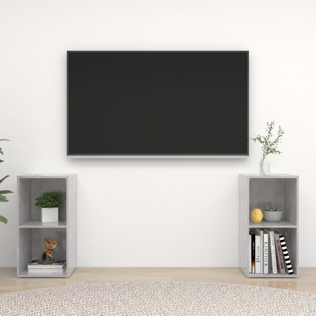 vidaXL TV Cabinets 2 pcs Concrete Gray 28.3"x13.8"x14.4" Engineered Wood