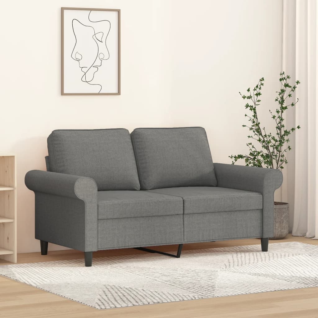 vidaXL 2-Seater Sofa Dark Gray 47.2" Fabric