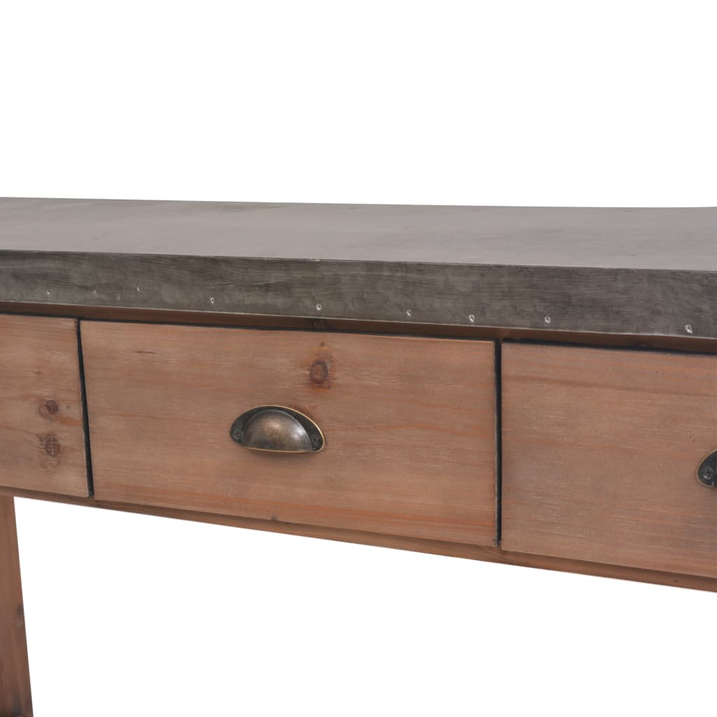vidaXL Console Table Solid Fir Wood 48"x13.8"x31.5"