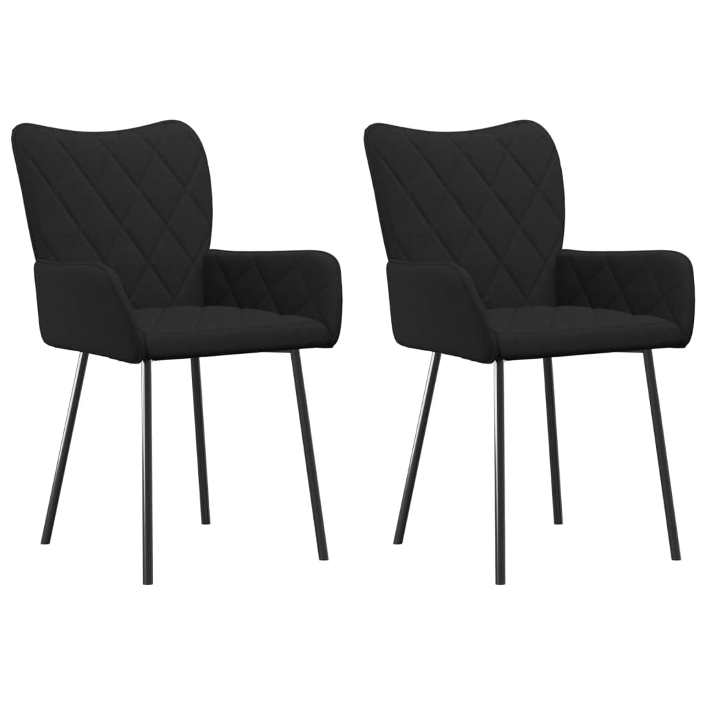 vidaXL Dining Chairs 2 pcs Black Fabric