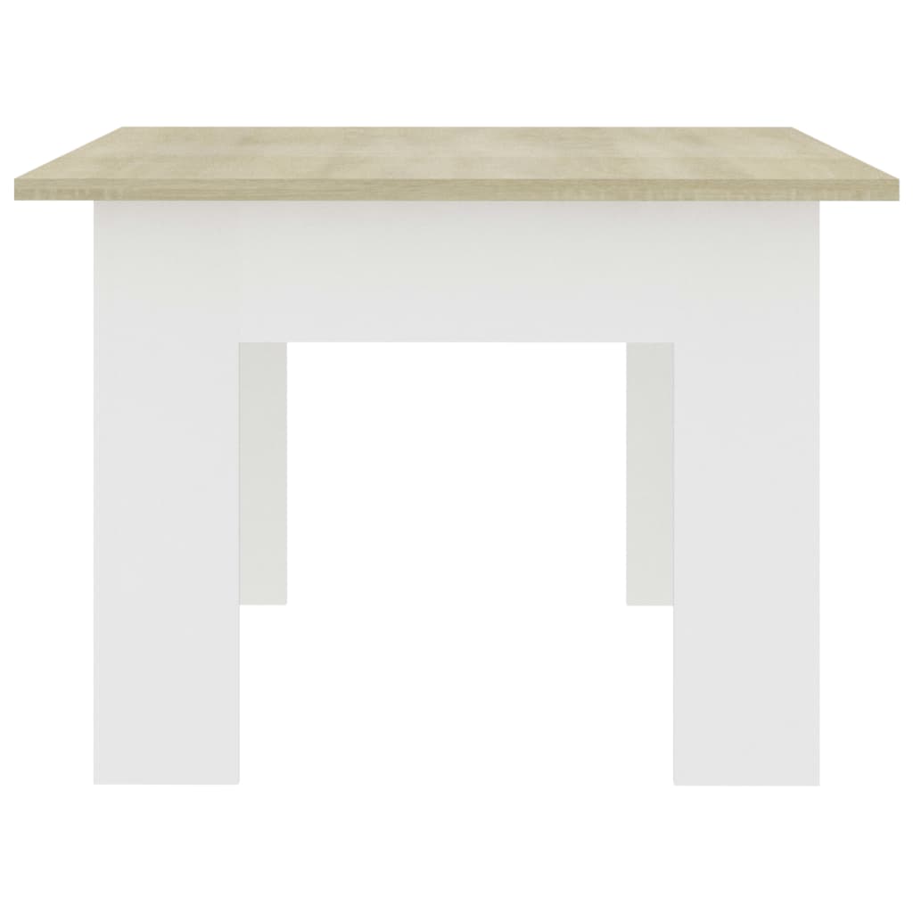 vidaXL Coffee Table White and Sonoma Oak 39.4"x23.6"x16.5" Chipboard