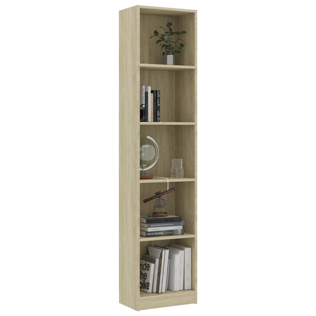 vidaXL 5-Tier Book Cabinet Sonoma Oak 15.7"x9.4"x68.9" Engineered Wood