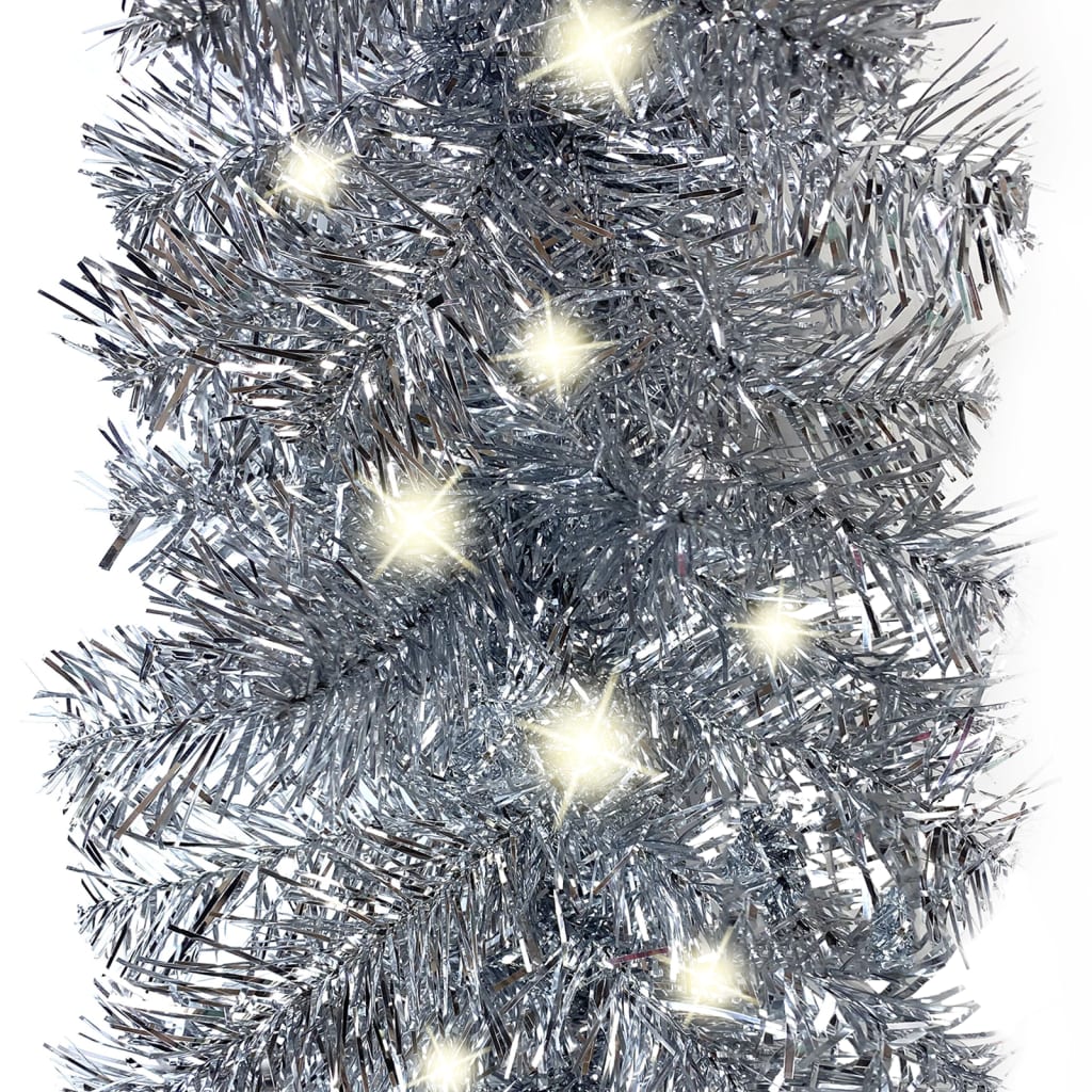 vidaXL Christmas Garland with LED Lights 197" Silver