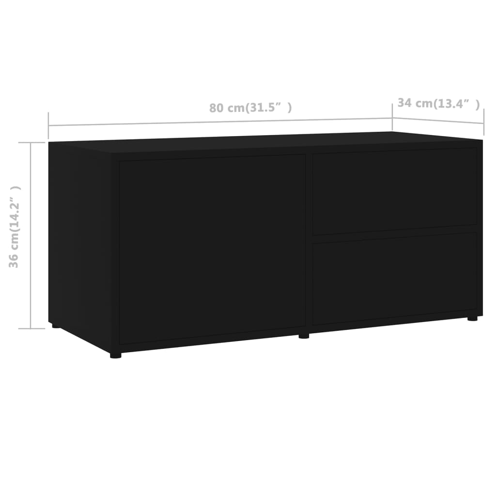 vidaXL TV Cabinet Black 31.5"x13.4"x14.1" Chipboard