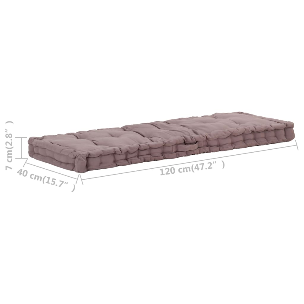 vidaXL Pallet Floor Cushion Cotton 47.2"x15.7"x2.8" Taupe