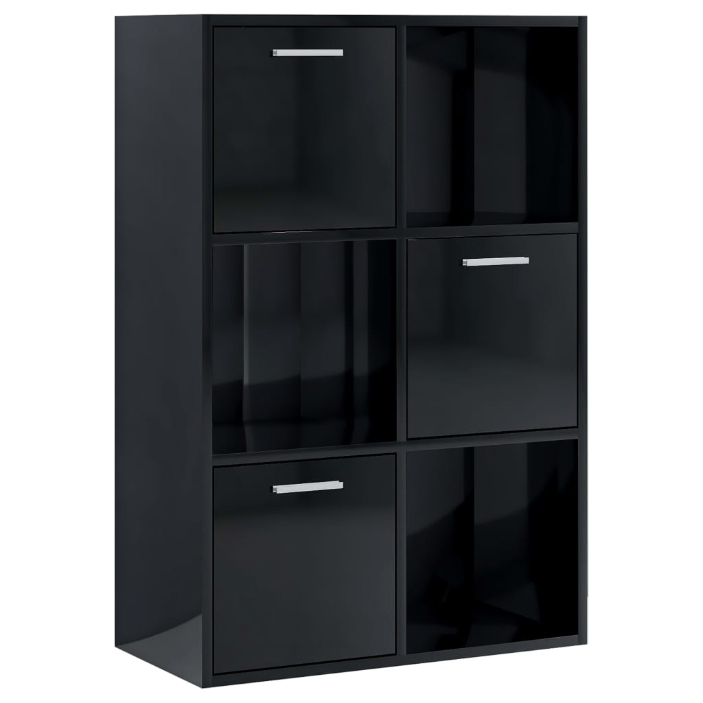 vidaXL Storage Cabinet High Gloss Black 23.6"x11.6"x35.4" Engineered Wood