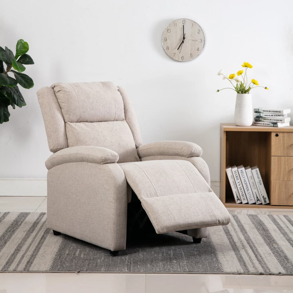 vidaXL TV Recliner Chair Cream Fabric