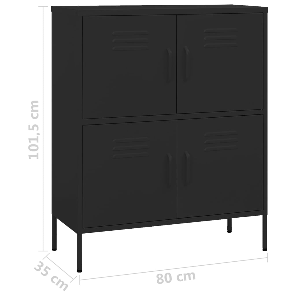 vidaXL Storage Cabinet Black 31.5"x13.8"x40" Steel