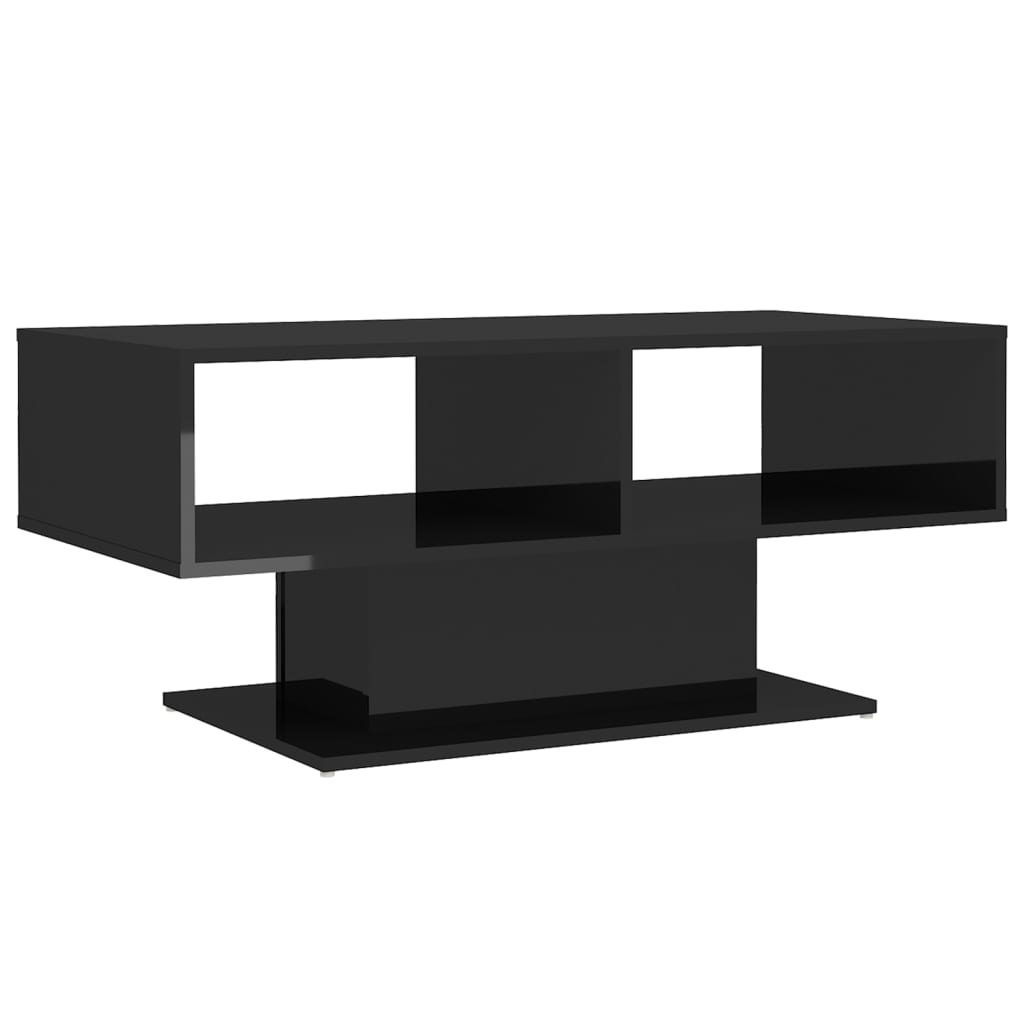 vidaXL Coffee Table High Gloss Black 40.7"x19.7"x17.5" Engineered Wood