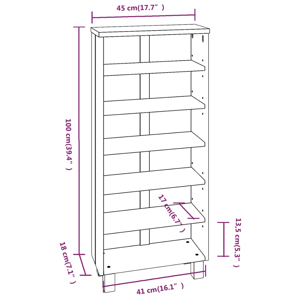 vidaXL CD Cabinet HAMAR Dark Gray 17.7"x7.1"x39.4" Solid Wood Pine