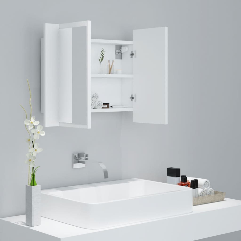 vidaXL LED Bathroom Mirror Cabinet White 23.6"x4.7"x17.7"