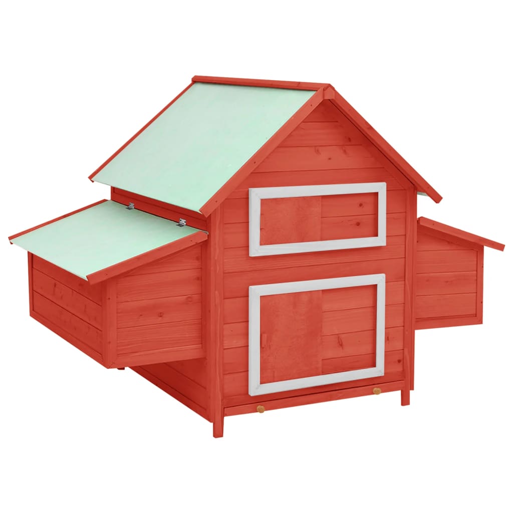 vidaXL Chicken Coop Red and White 59.8"x37.7"x43.3" Solid Firwood