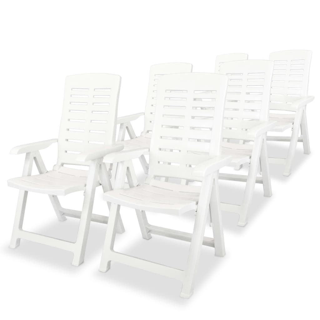 vidaXL Reclining Patio Chairs 6 pcs Plastic White